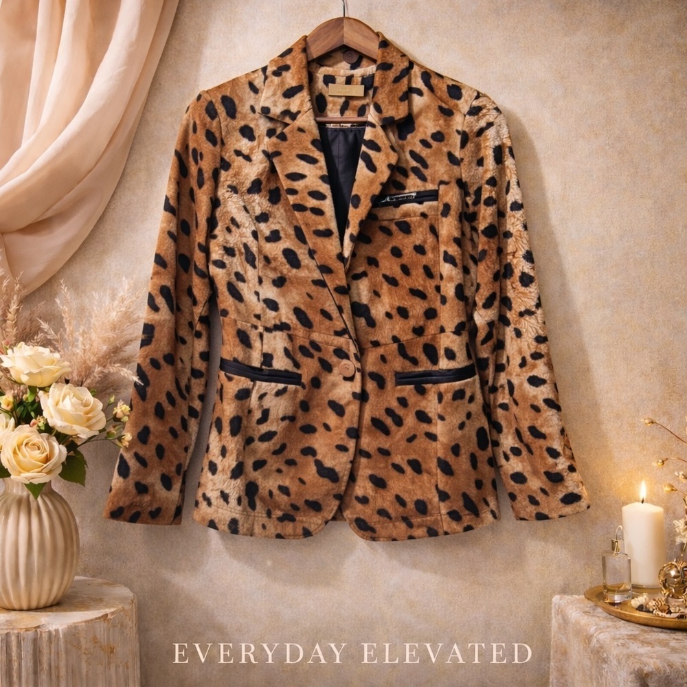 Beulah Leopard Print Blazer in Brown and Black